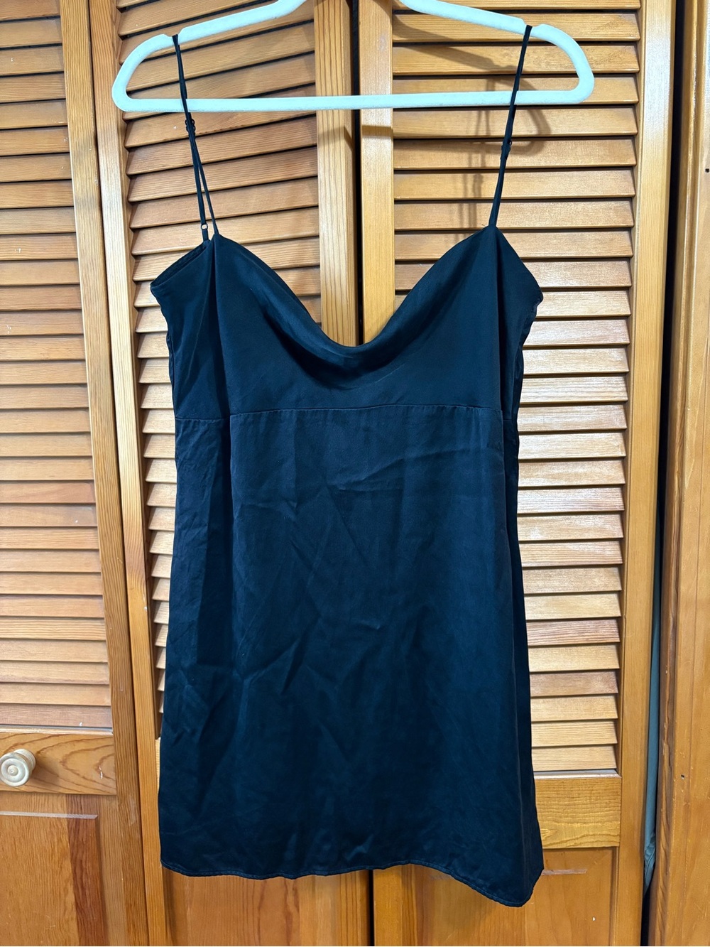 REFORMATION Black Silk Mini Slip Dress